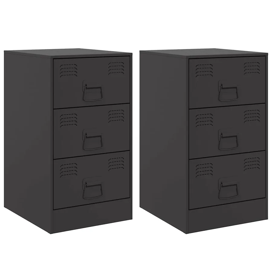 Tables de chevet 2 pcs noir 34,5x39x62 cm acier - 2