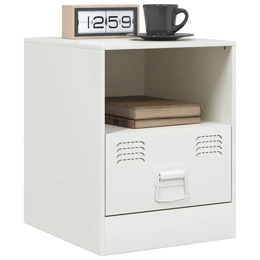 Tables de chevet 2 pcs blanc 34,5x39x44 cm acier - 3