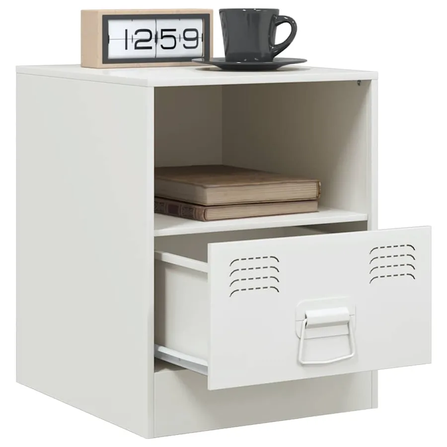Tables de chevet 2 pcs blanc 34,5x39x44 cm acier - 4