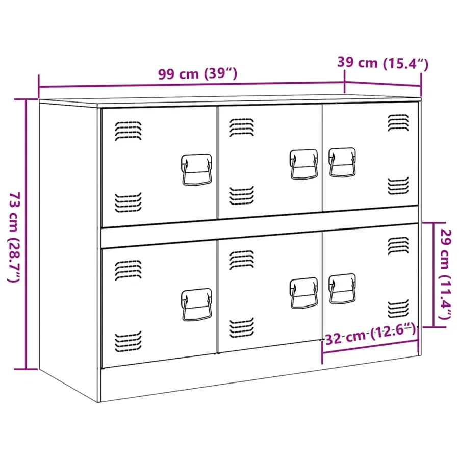 Buffet vert olive 99x39x73 cm acier - 13