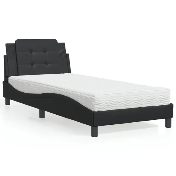 Cadre de lit sans matelas Zadar noir 90x190 cm similicuir