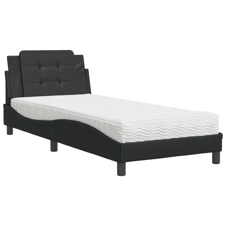 Cadre de lit sans matelas Zadar noir 90x190 cm similicuir - 2