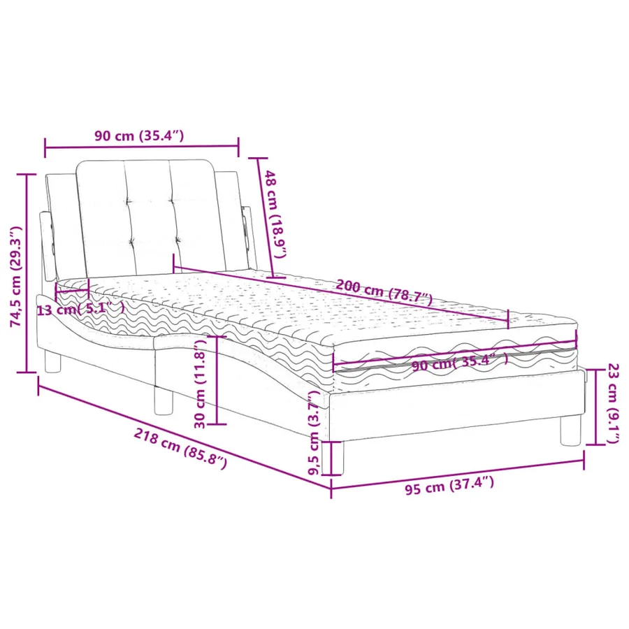 Cadre de lit sans matelas Zadar noir 90x200 cm similicuir - 11