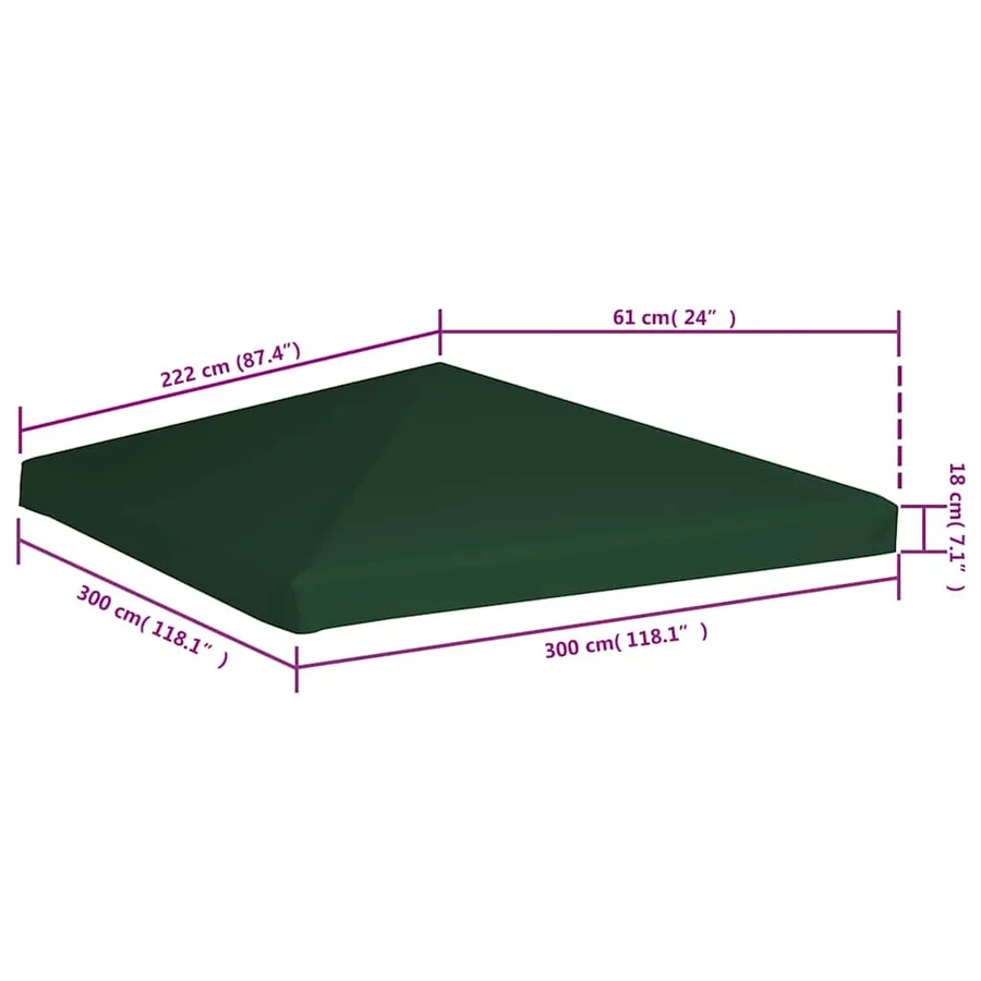 Gazebo top cover 310 g/m² 3 x 3 m Green - 6