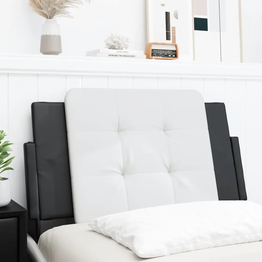 Coussin de tête de lit Zadar noir et blanc 90 cm similicuir