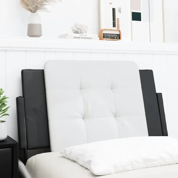 Coussin de tête de lit Zadar noir et blanc 90 cm similicuir