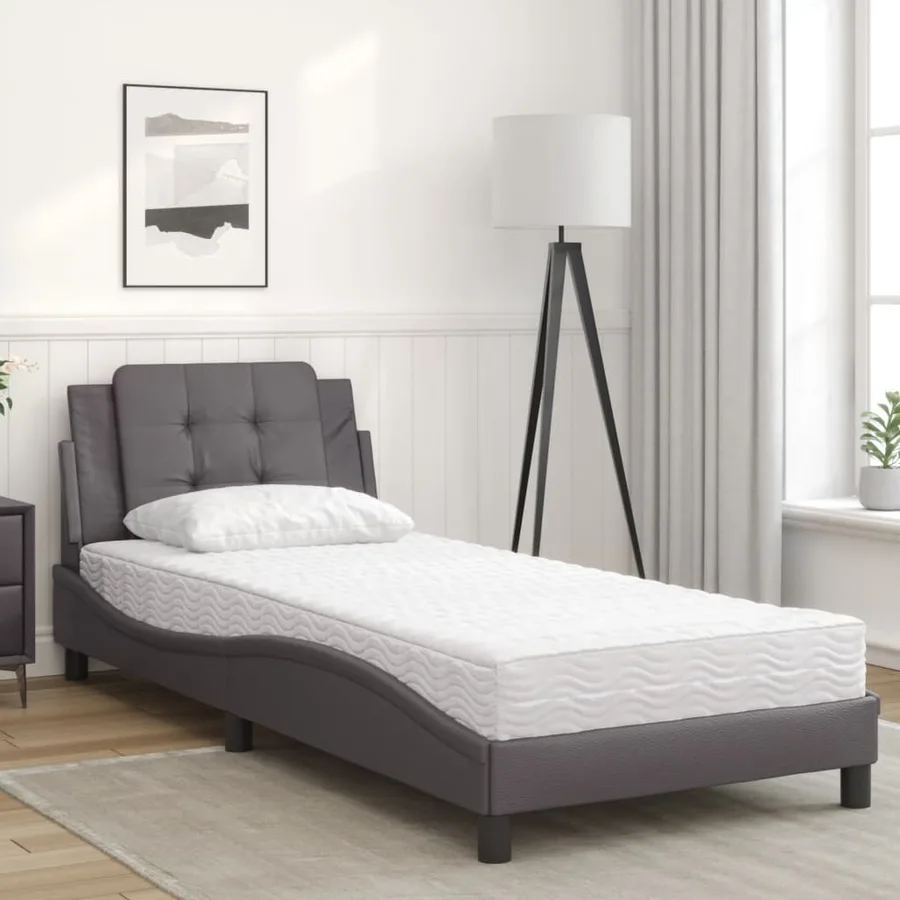 Cadre de lit sans matelas Zadar gris 80x200 cm similicuir - 3