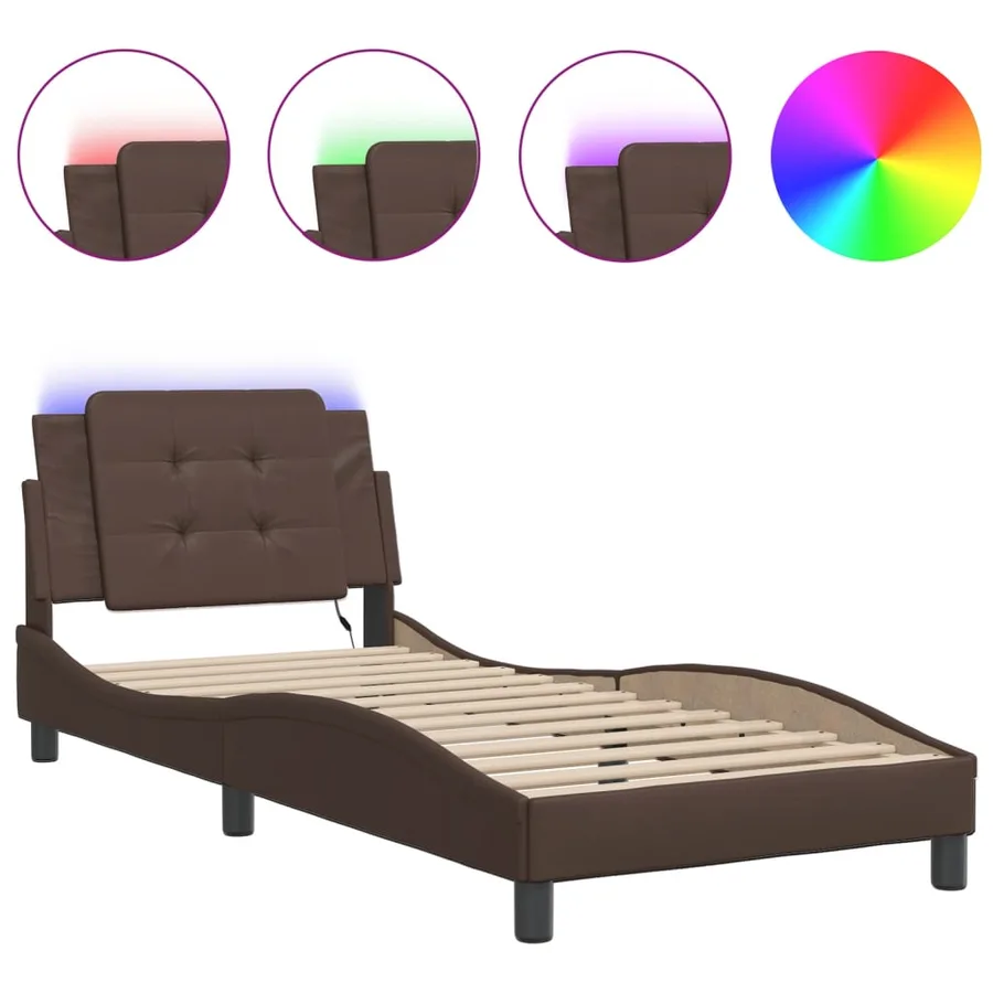 Cadre de lit avec LED sans matelas Zadar marron 90x200 cm - 2