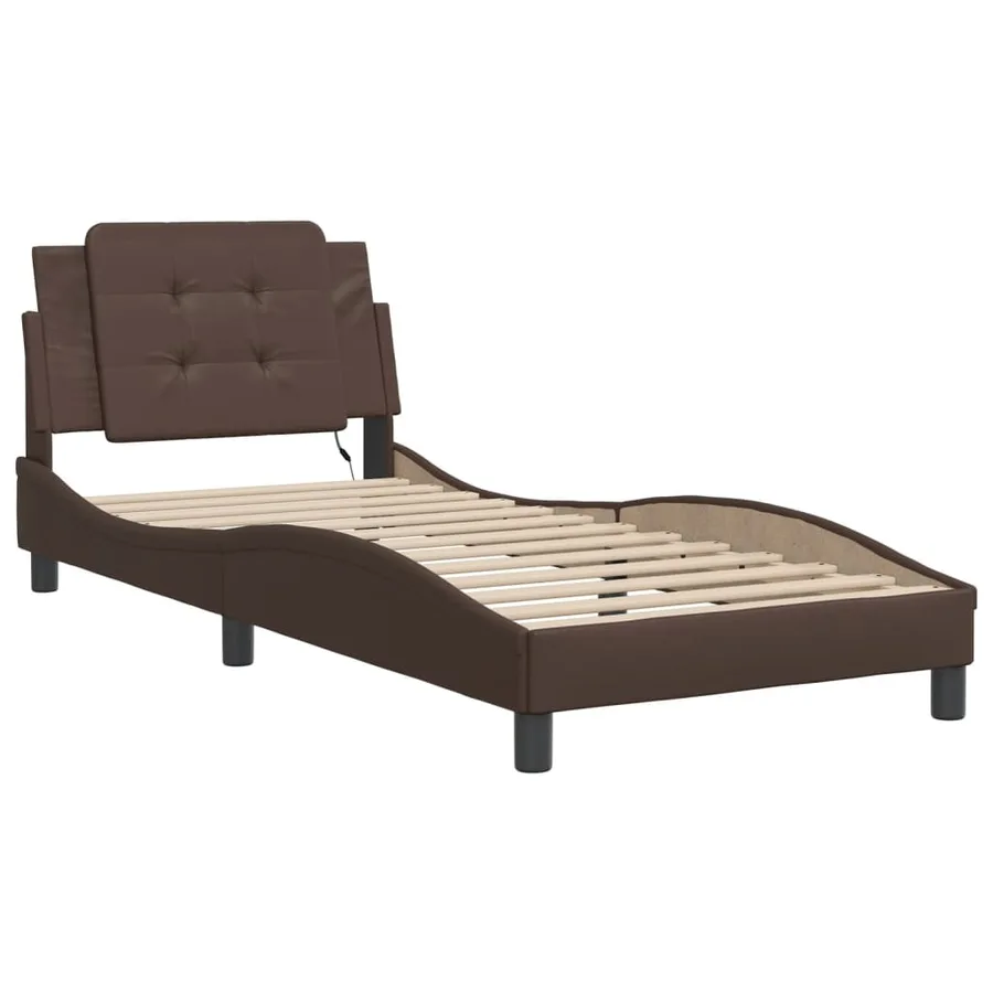 Cadre de lit avec LED sans matelas Zadar marron 90x200 cm - 3
