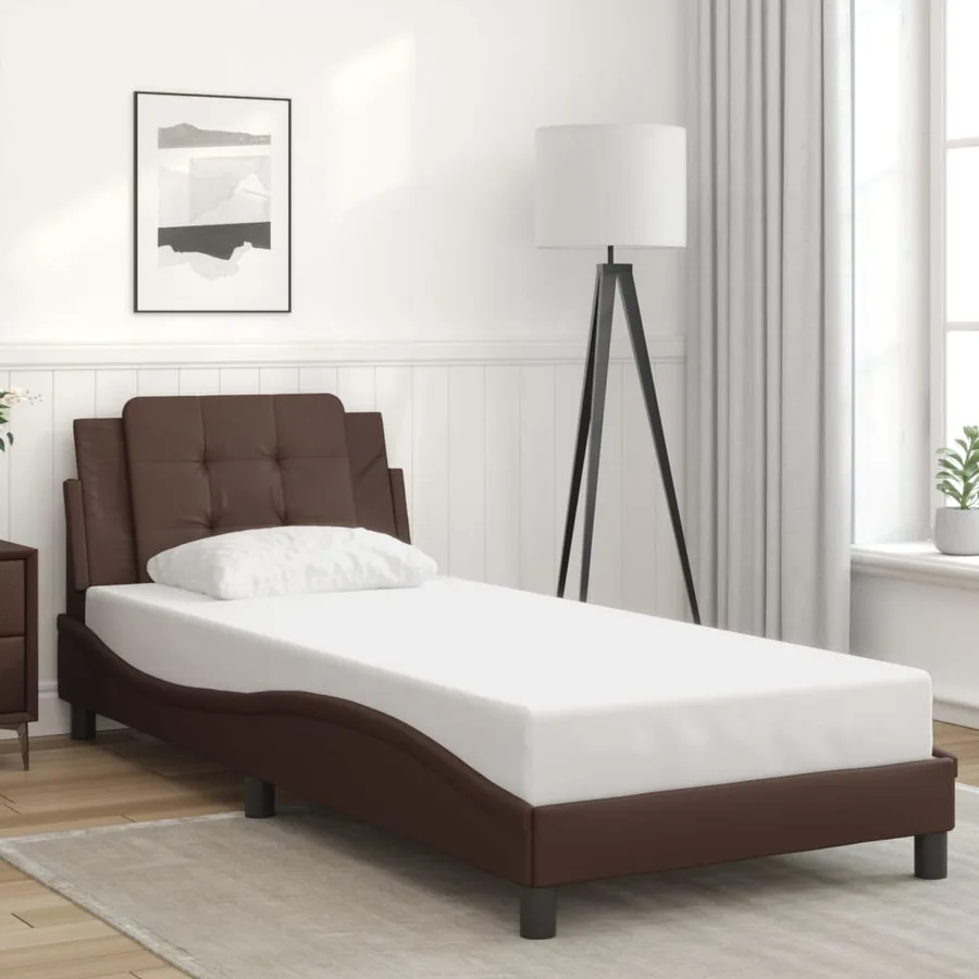 Cadre de lit avec LED sans matelas Zadar marron 90x200 cm - 4