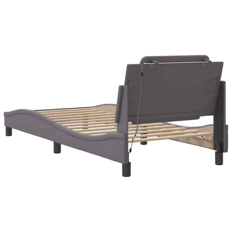 Cadre de lit avec LED sans matelas Zadar gris 80x200 cm - 10