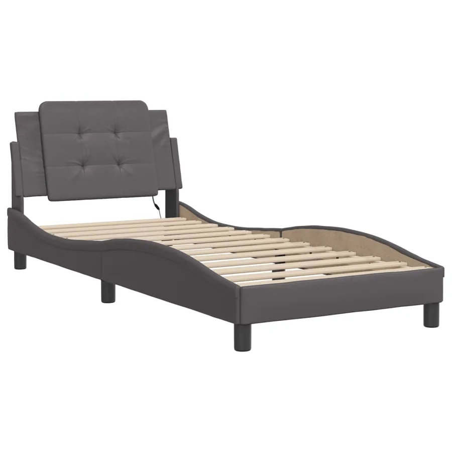 Cadre de lit avec LED sans matelas Zadar gris 80x200 cm - 3