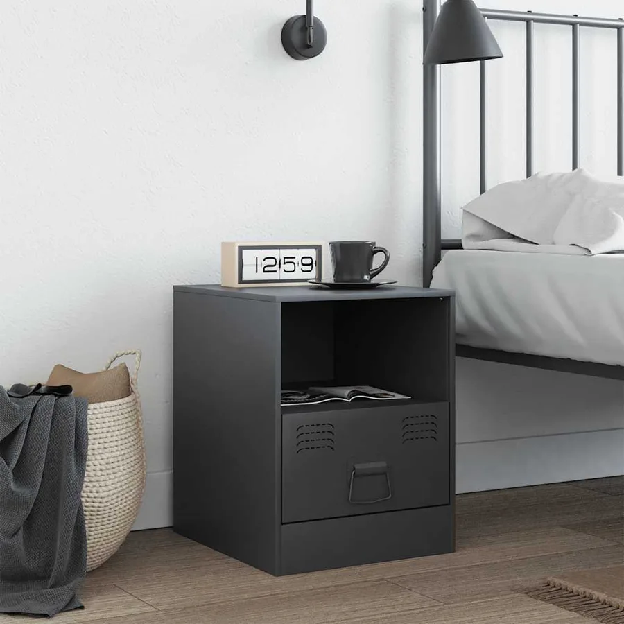 Table de chevet anthracite 34,5x39x44 cm acier - 3