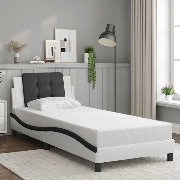 Cadre de lit sans matelas Zadar blanc et noir 80x200 cm similicuir
