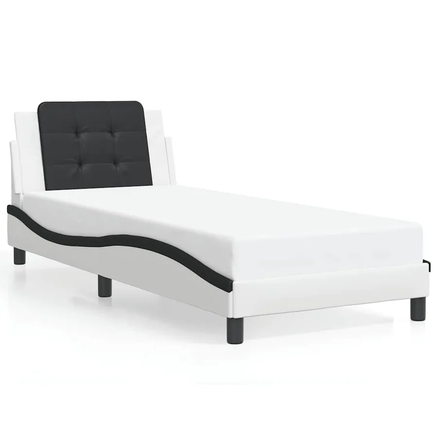 Cadre de lit sans matelas Zadar blanc et noir 80x200 cm similicuir - 2
