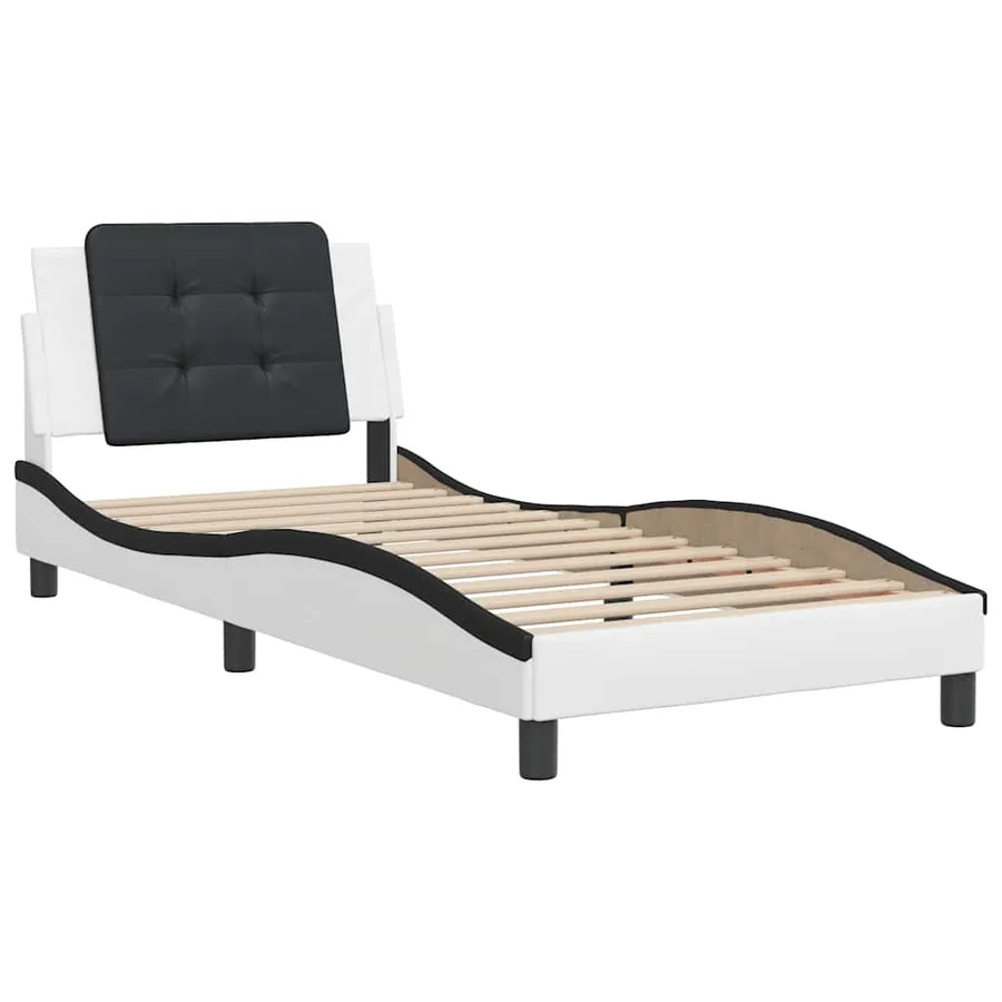 Cadre de lit sans matelas Zadar blanc et noir 80x200 cm similicuir - 3