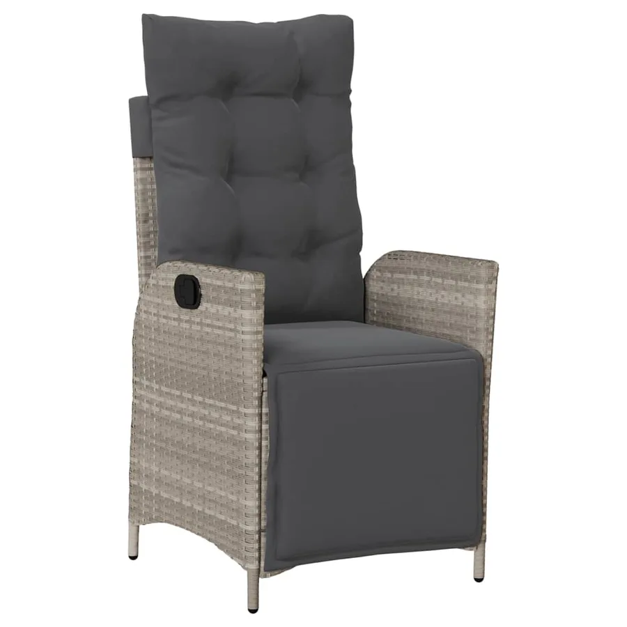Chaise inclinable de jardin avec repose-pied gris clair rotin - 2