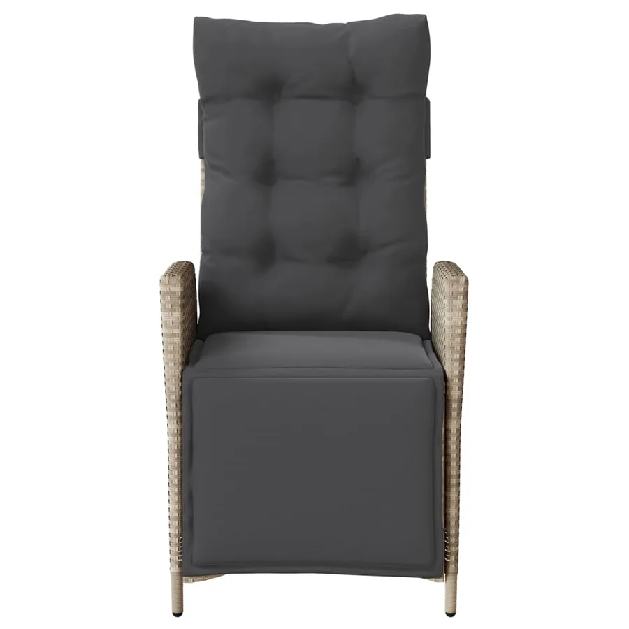 Chaise inclinable de jardin avec repose-pied gris clair rotin - 4