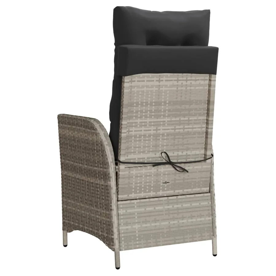 Chaise inclinable de jardin avec repose-pied gris clair rotin - 6