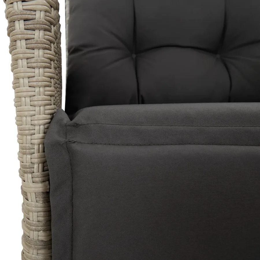 Chaise inclinable de jardin avec repose-pied gris clair rotin - 9