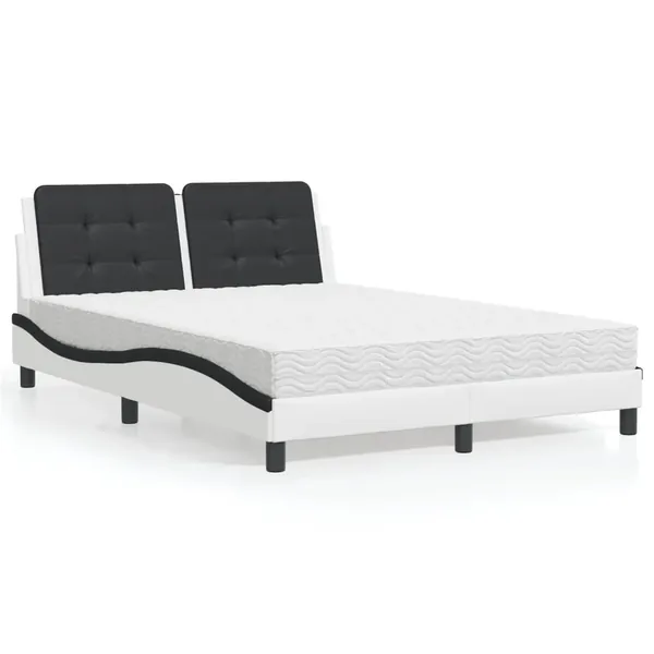 Cadre de lit sans matelas Zadar blanc et noir 140x190 cm similicuir