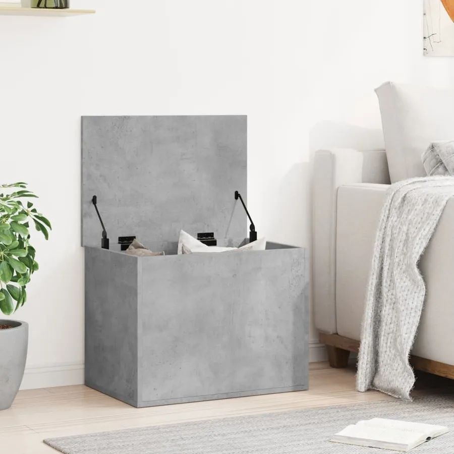 Boîte de rangement gris béton 60x42x46 cm bois d'ingénierie - 3