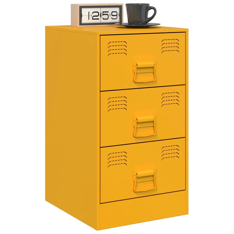 Table de chevet jaune moutarde 34,5x39x62 cm acier - 4