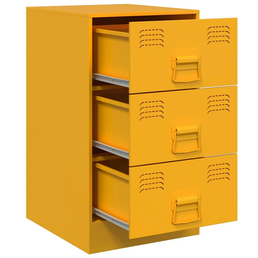 Table de chevet jaune moutarde 34,5x39x62 cm acier - 7