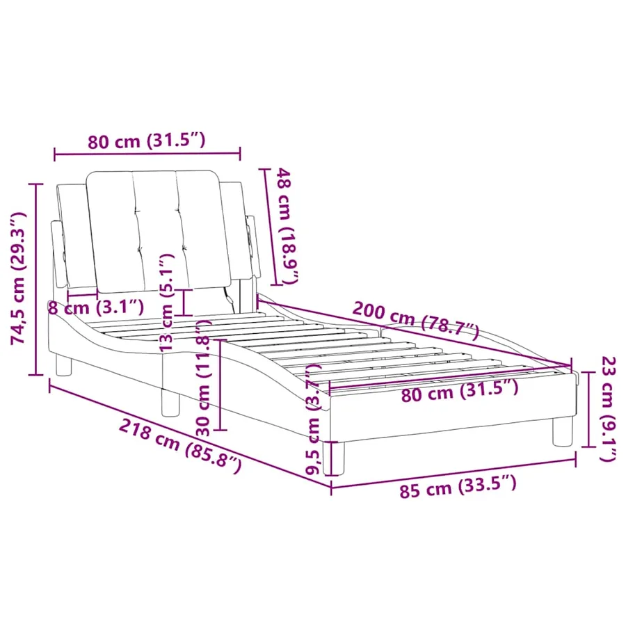 Cadre de lit sans matelas Zadar blanc 80x200 cm similicuir - 12