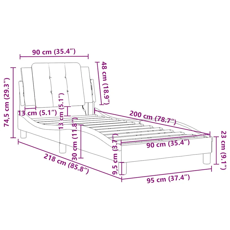 Cadre de lit sans matelas Zadar blanc et noir 90x200 cm similicuir - 13