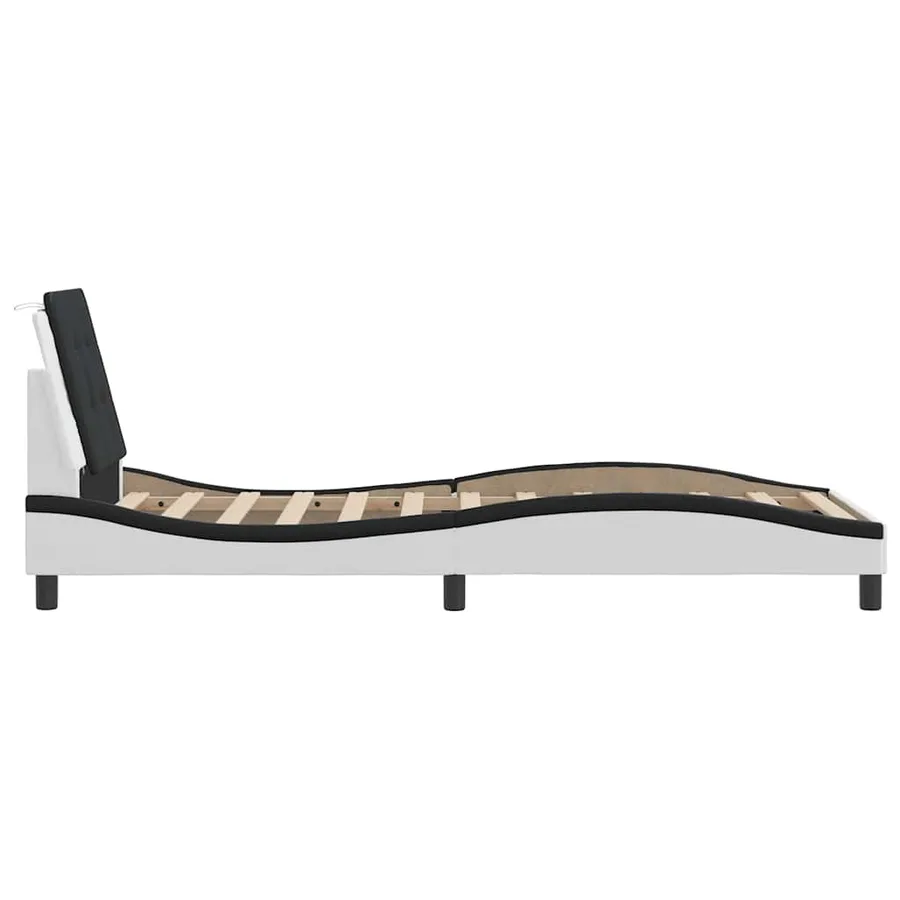 Cadre de lit sans matelas Zadar blanc et noir 90x200 cm similicuir - 5