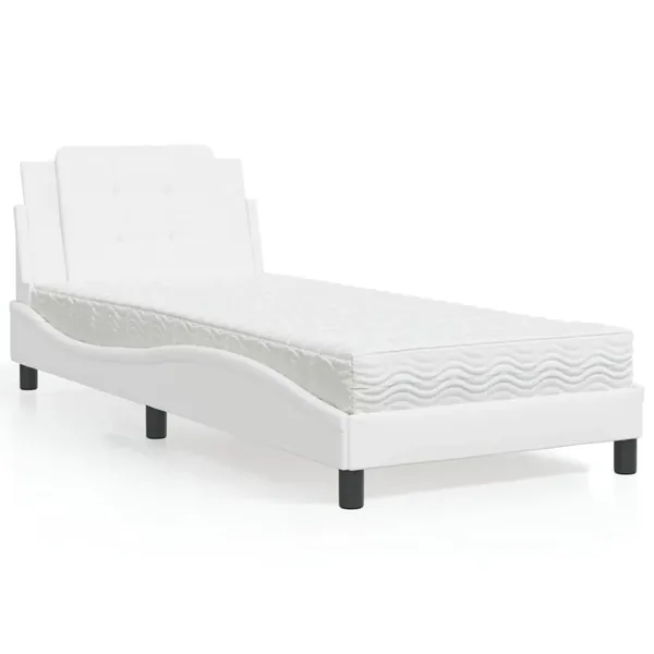 Cadre de lit sans matelas Zadar blanc 100x200 cm similicuir