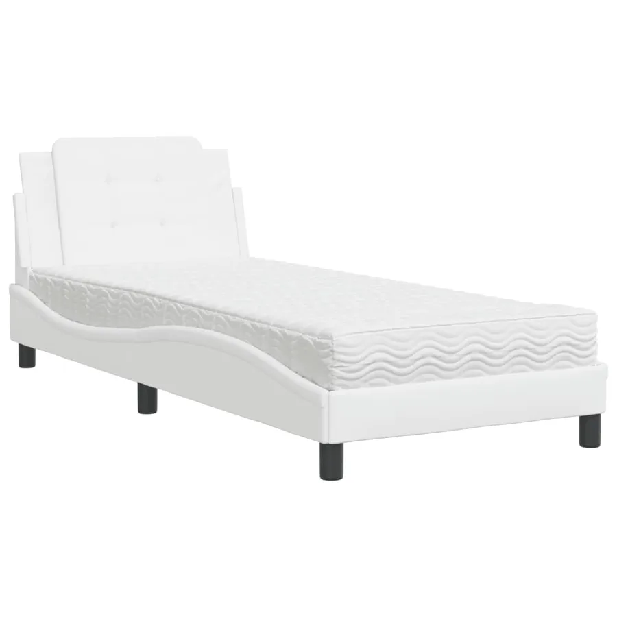Cadre de lit sans matelas Zadar blanc 100x200 cm similicuir - 2
