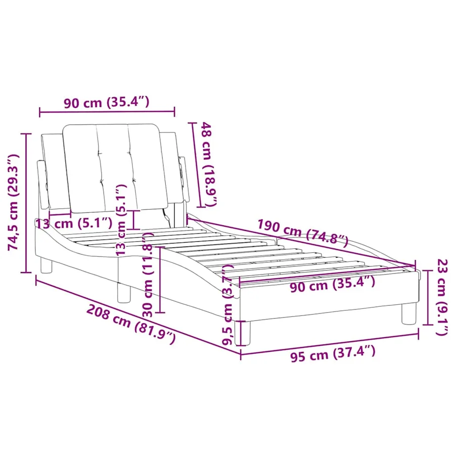 Cadre de lit sans matelas Zadar blanc et noir 90x190 cm similicuir - 13