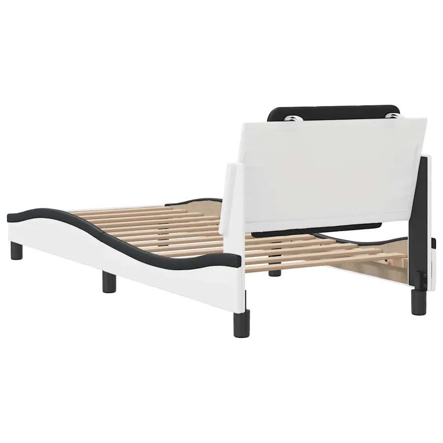 Cadre de lit sans matelas Zadar blanc et noir 90x190 cm similicuir - 6