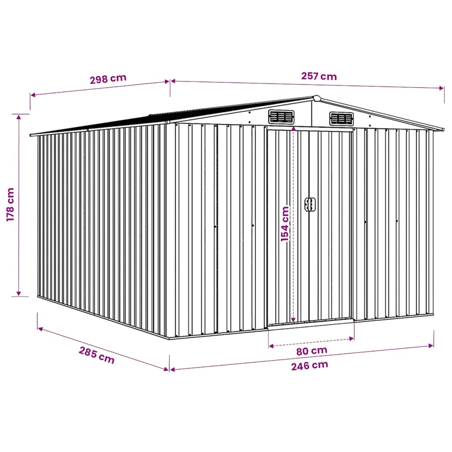 Abri de jardin 257x298x178 cm Métal Anthracite - 11