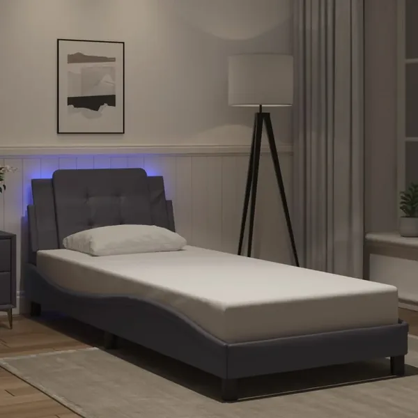 Cadre de lit avec LED sans matelas Zadar gris 90x190 cm
