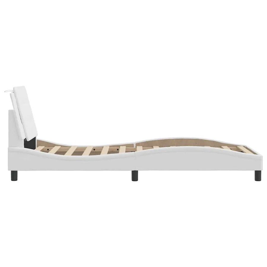 Cadre de lit sans matelas Zadar blanc 90x200 cm similicuir - 5