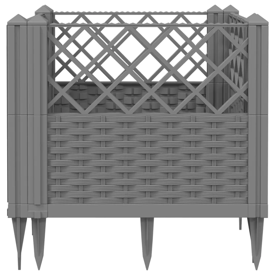 Jardinière avec piquets gris clair 43,5x43,5x43,5 cm PP - 4