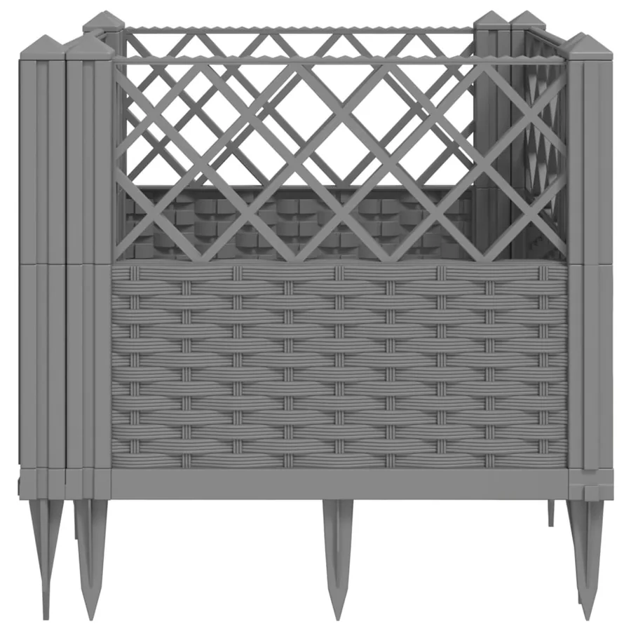 Jardinière avec piquets gris clair 43,5x43,5x43,5 cm PP - 5
