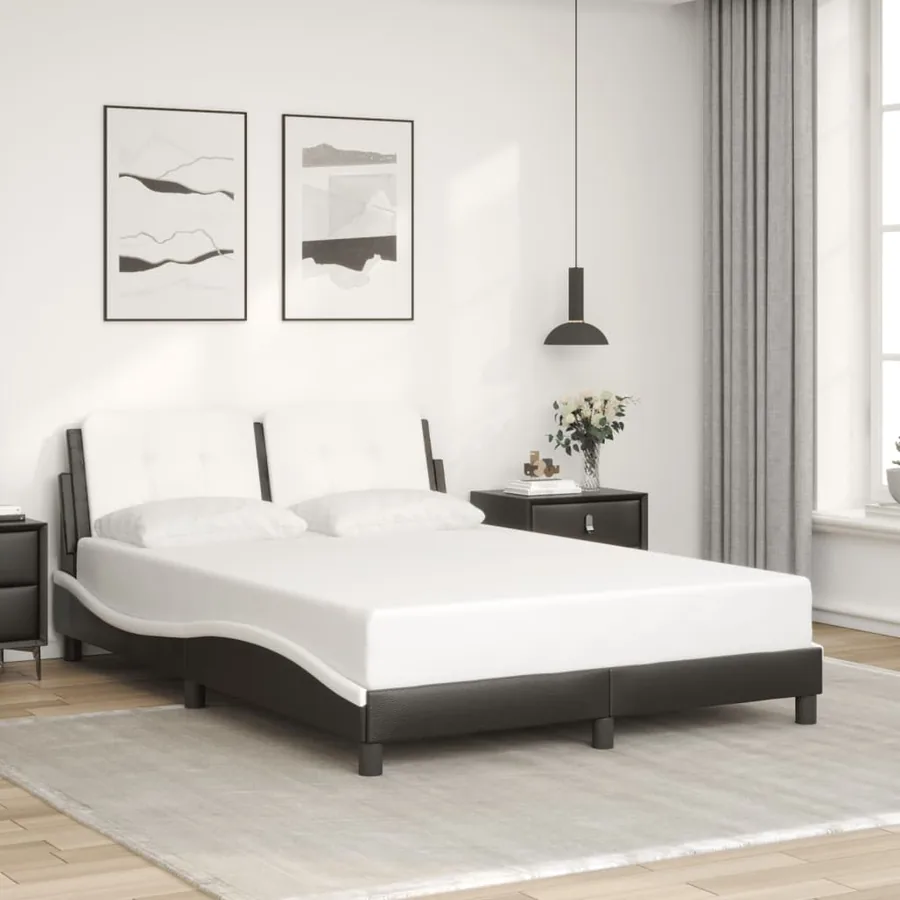 Cadre de lit avec LED sans matelas Zadar noir et blanc 120x200 cm - 4