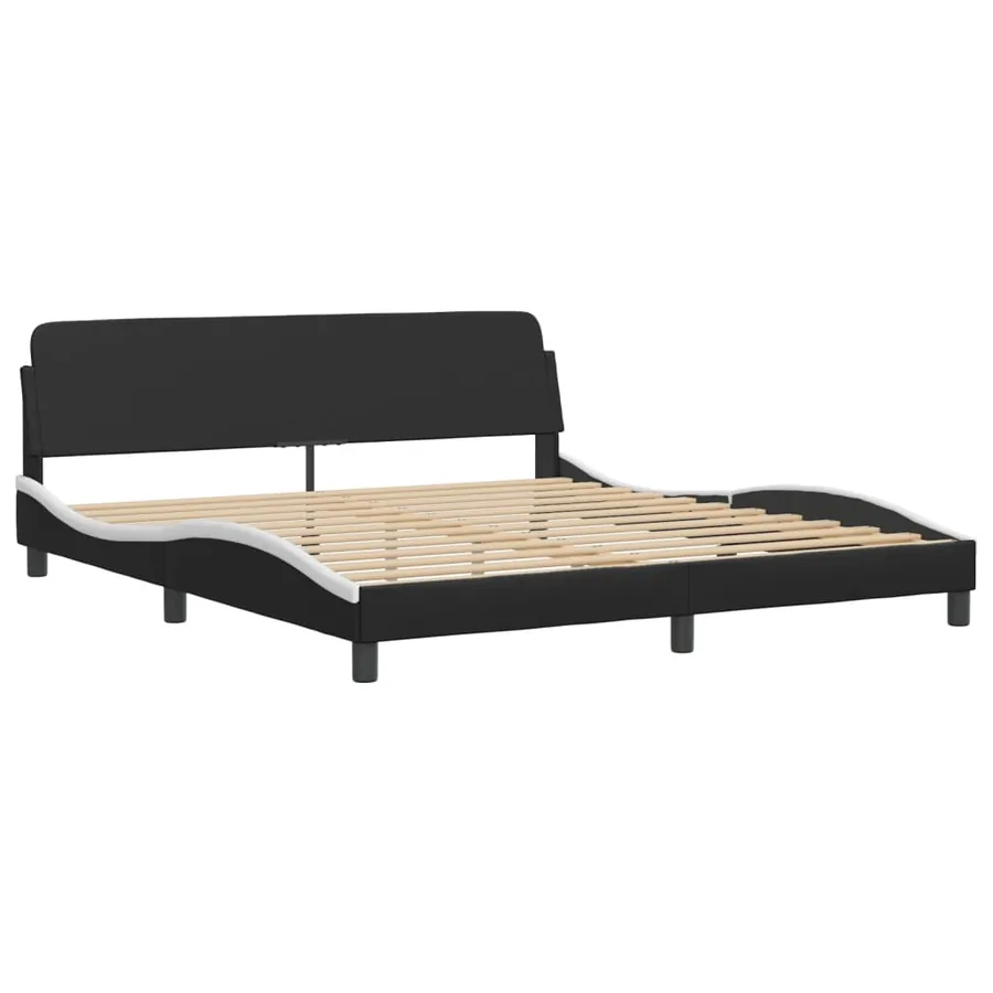 Cadre de lit avec LED sans matelas Zadar noir et blanc 180x200 cm - 7