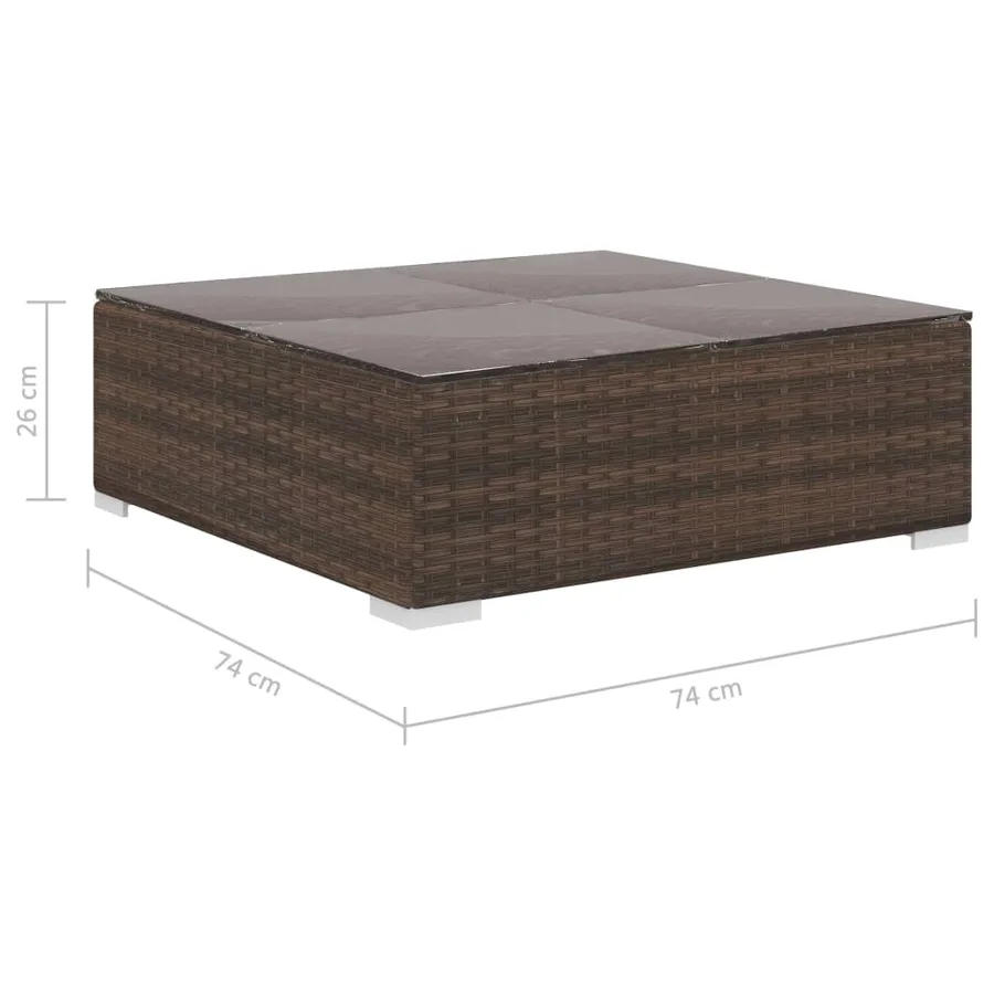 Salon de jardin 4 pcs avec coussins Résine tressée Marron - 11
