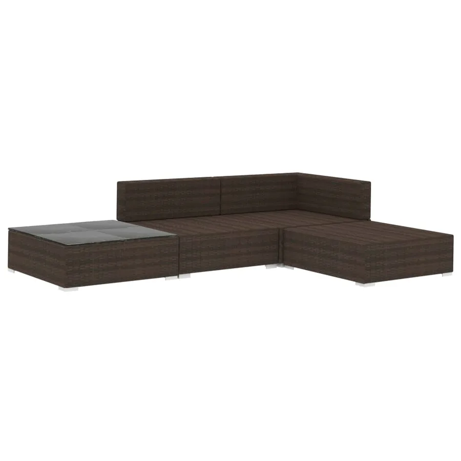 Salon de jardin 4 pcs avec coussins Résine tressée Marron - 3