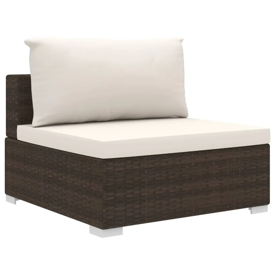 Salon de jardin 4 pcs avec coussins Résine tressée Marron - 5
