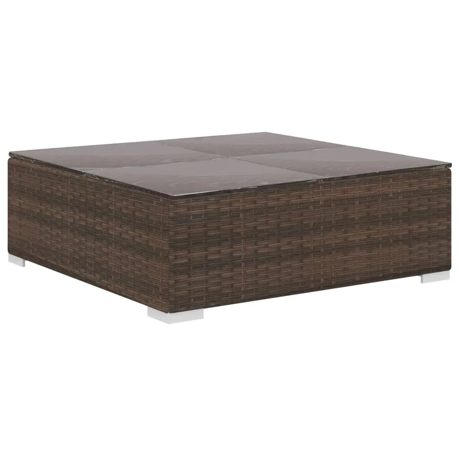 Salon de jardin 4 pcs avec coussins Résine tressée Marron - 7