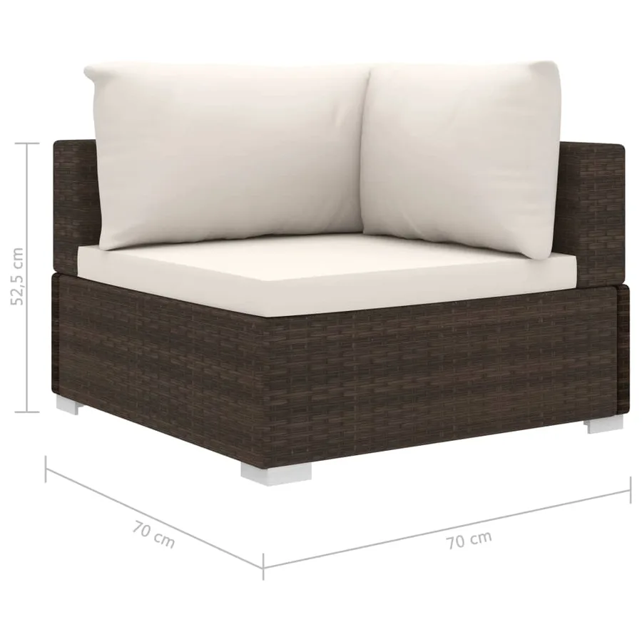 Salon de jardin 4 pcs avec coussins Résine tressée Marron - 8