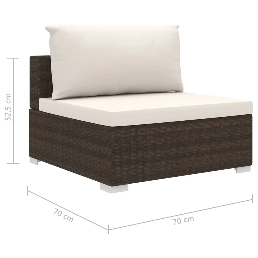 Salon de jardin 4 pcs avec coussins Résine tressée Marron - 9