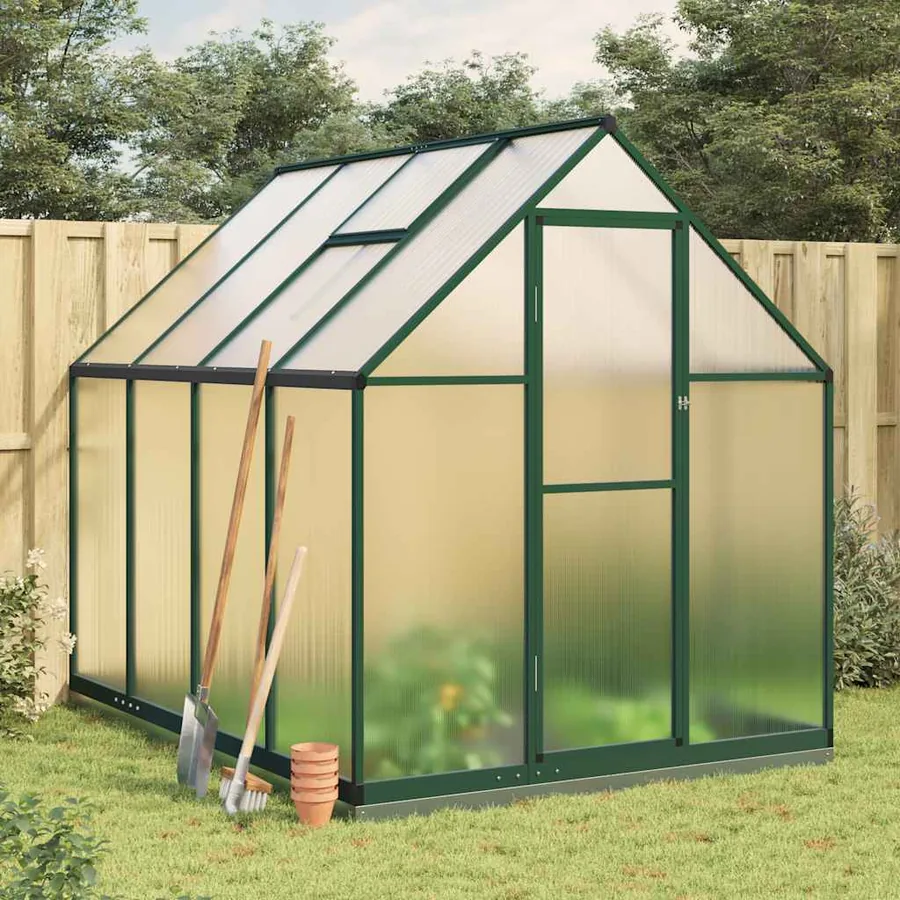 Serre avec cadre de base vert 224x169x202 cm aluminium