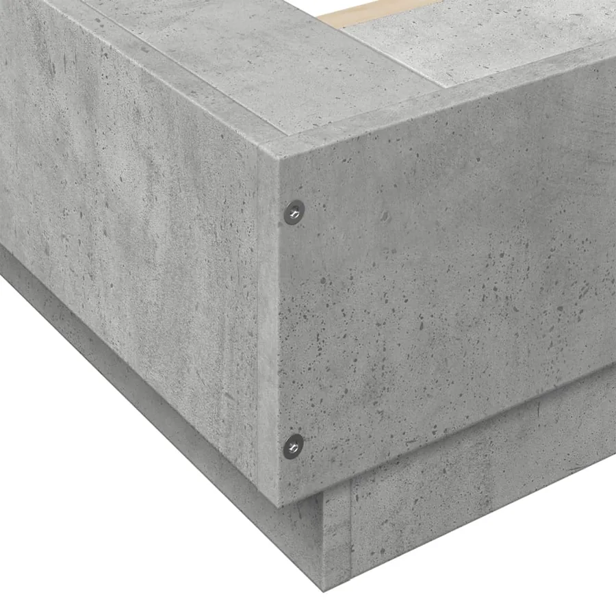 Cadre de lit et lumières LED sans matelas gris béton 90x190 cm - 10